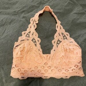 NWOT Free People Lace Halter Bralette in Peach